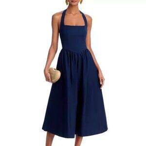 Dark Blue Halter Midi Dress